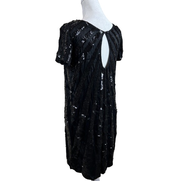French Connection Dress Women Six Glitter Sequin Little Black Dress Short Sleeve - Picture 2 of 13